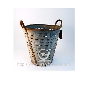 Prezzo di fabbrica 3.2 gallone rustico in metallo cestello di stoccaggio in metallo cesto di stoccaggio in metallo cesto per la casa giardino - Product Image 3