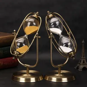 Nordic creative custom light luxury 30/60 minute vintage metal hourglass for European-style home decor office