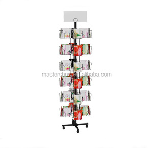 Exhibidores de Tarjetas Postales y <span class=keywords><strong>CD</strong></span> Giratorios de 4 Lados, Estilo Moderno, Exhibidores de Piso Metálicos Giratorios, Altura Ajustable, Independientes - Product Image 2