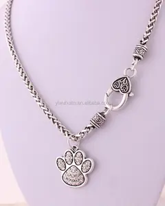 NA005 New charm Cat Dog Paw Print Animal Necklaces Women Pendant Long Chain Necklace