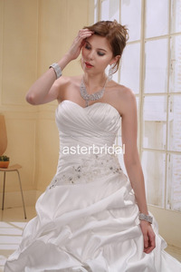 A-Line Strapless Arrastrarse Largo vestido <span class=keywords><strong>de</strong></span> Novia <span class=keywords><strong>de</strong></span> Cuentas Y Arrugada AS01102 - Product Image 4