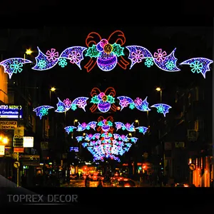 Lampes led 2D extérieur, décorations de rue de noël, nouveauté, prix d'usine créatifs, suspension de ville, motif lumineux