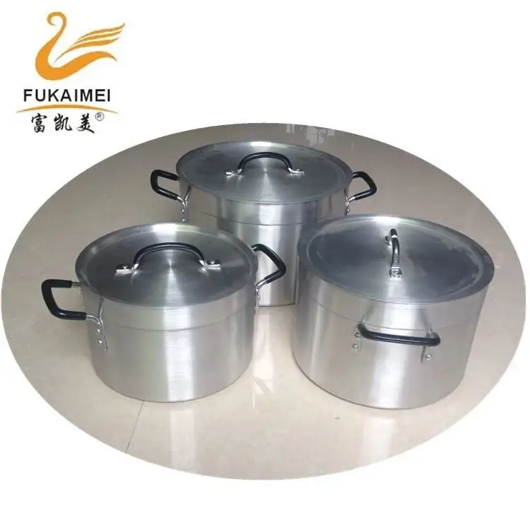 Conjunto de panelas de alumínio para cozinha, conjunto de 3 peças de potes de alumínio cetim 24/27/30cm para mercado da áfrica