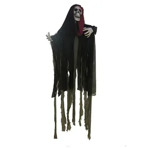 200cm Schwarz Kleidung Dekoration Halloween Blutige Hängen Skelett mit Led Licht