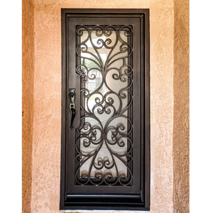 Amerikanischen villa haupteingang <span class=keywords><strong>flat</strong></span>-top-schmiedeeisernen single <span class=keywords><strong>door</strong></span> <span class=keywords><strong>designs</strong></span>