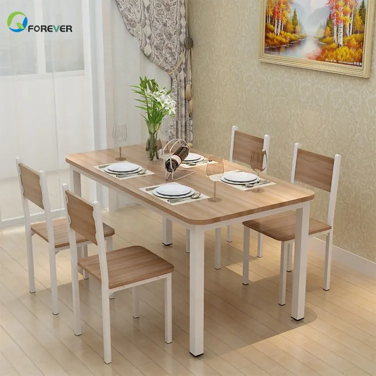 Multifuncional pequeño apartamento acero-madera mesa de comedor y silla