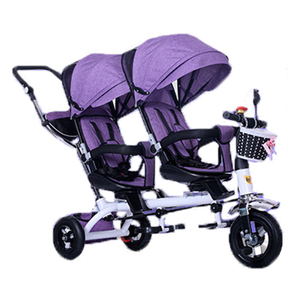 Poussette pivotante multifonction double <span class=keywords><strong>siège</strong></span>, pour <span class=keywords><strong>bébé</strong></span>, tricycle avec deux places - Product Image 6