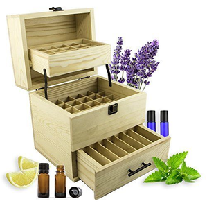 Boîte de rangement pour huiles essentielles <span class=keywords><strong>Doterra</strong></span> en bois de pin à 3 niveaux et 59 emplacements, boîte en bois pour huiles essentielles Young Living - Product Image 5
