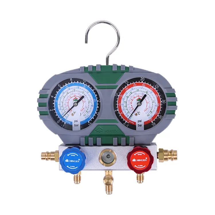 R134a Refrigeration Double Dial Digital Manifold Pressure Gauge Set