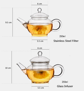Handblown clear High Borosilicate Small Glass <strong>Teapot</strong> <strong>With</strong> <strong>Infuser</strong> - Product Image 3