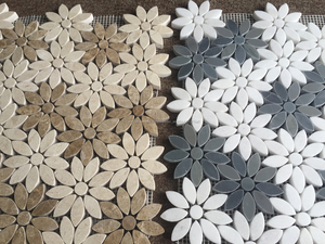 Flor de pavimento, <span class=keywords><strong>dibujos</strong></span> de flores de la margarita, gris blanco mosaico - Product Image 4