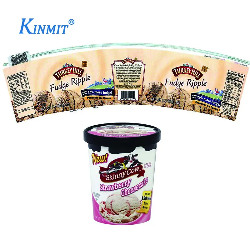 Kinmit कस्टम निविड़ अंधकार आइस क्रीम लेबल कम तापमान प्रतिरोधी जमे हुए भोजन लेबल