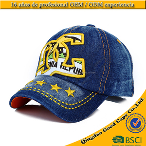 Logo embroidery applique denim baseball Trucker 6 panel caps and Hatter os's Promotional hatter - Product Image 1