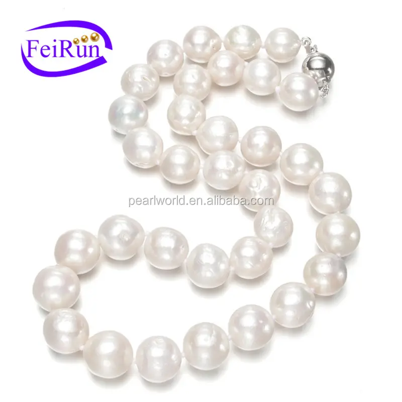 FEIRUN 11-13mm nucleated AA 18inches real pearl necklace, bridal pearl necklace, china pearl necklace