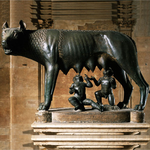 Scultura in Bronzo a <span class=keywords><strong>Grandezza</strong></span> Naturale di <span class=keywords><strong>Lupo</strong></span> e Cuccioli, Stile Antico Romano, per Decorazione - Product Image 1
