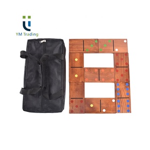 Coloré Double 6 Jumbo En Bois Naturel Couleur Numéros Extérieure Jeux Dominos en bois ensemble avec sac de transport
