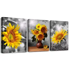 3 Piece Bedroom Canvas Prints Artwork Wall Decor Black and White Sunflower Canvas Art van gogh painting