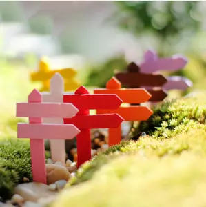 Artesanías de madera signo junta letrero miniaturas de jardín de hadas gnome moss terrario decoración bonsai figuras Micro paisaje