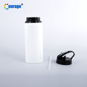 Botella de Agua de Aluminio con Tapa Negra de 600 ml, Estilo Moderno, para Sublimación, con Pajita - Product Image 5