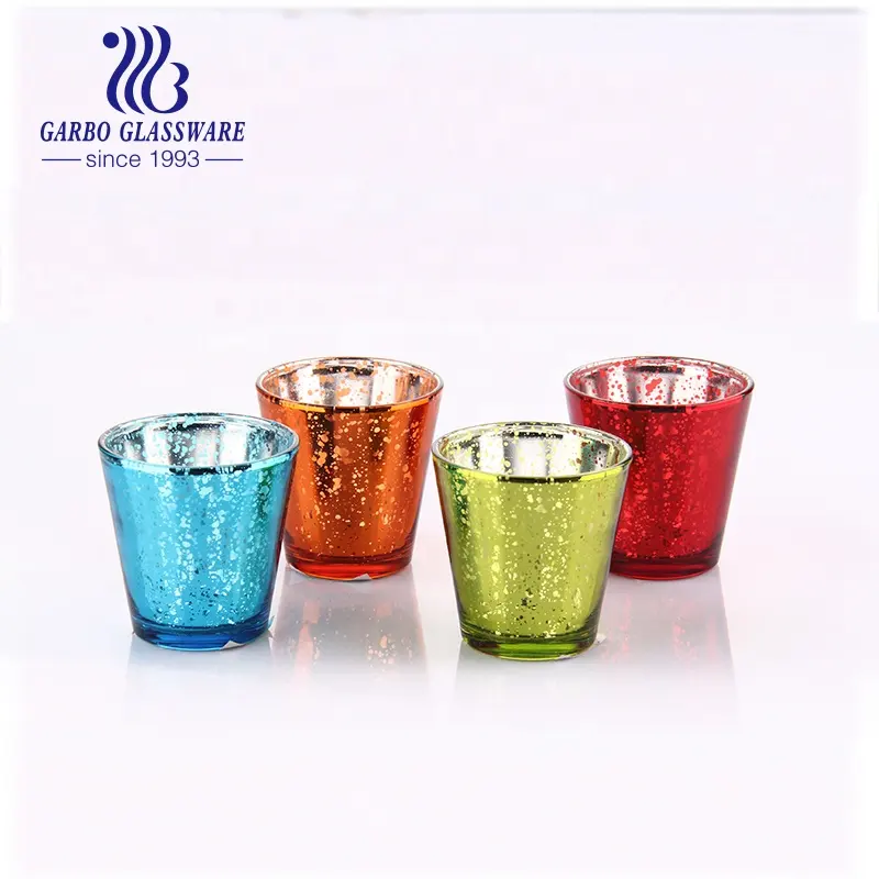 Vela de vidro colorido para festa, vela colorida para festa, atacado, vidro, sombra e suporte de vela votiva
