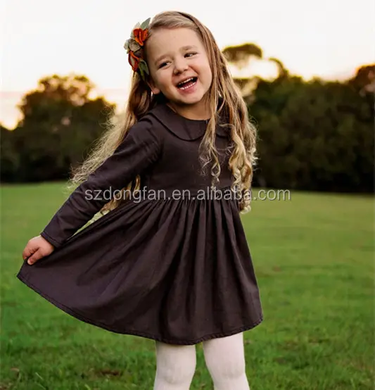 Profession elle Kinder kleidungs fabrik 2 Jahre altes Mädchen Kleid Leinen kleid für Herbst/Winter