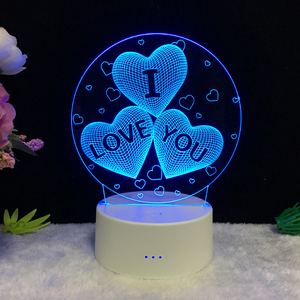 <span class=keywords><strong>3D</strong></span> Lampada Luce di Notte I Love You Illusione Ottica Glowing LED 7 Colori Che Cambiano di RGB Home Decor Camera Da Letto Lampade Da Tavolo per I Bambini - Product Image 3