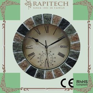 นาฬิกาตกแต่งควอตซ์ขนาด 10 นิ้ว พร้อมเทอร์โมมิเตอร์ ดีไซน์เรียบง่ายแบบชนบท หน้าปัดเดียว แสดงผลแบบเข็ม วัสดุเรซิ่น พลาสติก ใช้ได้ทั้งภายในและภายนอกอาคาร - Product Image 6