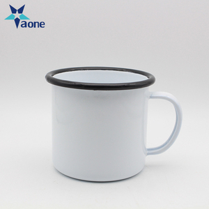 Tasse <span class=keywords><strong>en</strong></span> Émail Personnalisée avec Logo Imprimé, Tasse <span class=keywords><strong>en</strong></span> Métal Blanc Personnalisée, Tasse à Café <span class=keywords><strong>en</strong></span> Émail pour le Camping avec Bord Noir, Cadeaux de Haute Qualité - Product Image 3