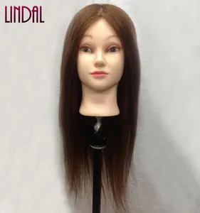 LINDAL 도매 고품질 싼 자연적인 사람의 모발 연습 인형 더미 미용술 이발사 마네킹 머리 훈련