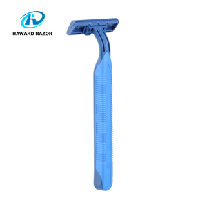 Doppia lama usa e getta rasoio fabbrica prezzo all'ingrosso plastica e gomma manico testa fissa rasoio dritto personalizzato - Product Image 3