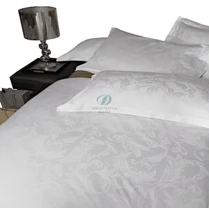 Deeda factory 300tc white cotton jacquard bedding hotel textile