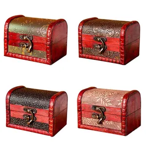 Hộp quà tặng sáng tạo phong cách retro Châu Âu món quà cổ điển Gỗ Emboss lưu trữ hộp đồ trang sức