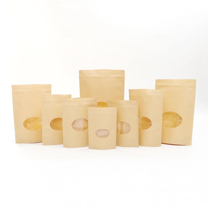 Bolsa de papel con cierre de cremallera para embalaje de alimentos kraft, forrada de plástico, con <span class=keywords><strong>ventana</strong></span> ovalada - Product Image 2
