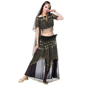 Trajes de cinco piezas de lentejuelas, trajes de actuación de danza del vientre Oriental/árabe con cinturón - Product Image 3