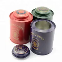 Boîtes à thé rondes en étain, vente en gros, récipients à thé de luxe en métal, multicolore