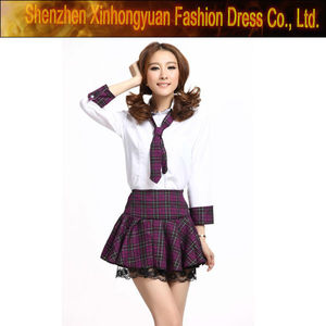 Ensemble de costumes d'<span class=keywords><strong>uniforme</strong></span> d'écolière pour femmes chemise à manches courtes avec Mini jupe plissée Costumes d'écolière <span class=keywords><strong>japonaise</strong></span> - Product Image 5