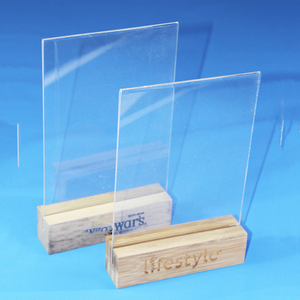 Acrylic Table Tent Frame Tabletop Khung Ảnh Menu Chủ Hiển Thị Stand Với Gỗ Kích Thước Cơ Sở - Product Image 3
