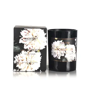 M & SENSE Gorgeous Collection-vela en blanco de soja negra perfumada personalizada, regalo, vaso de vela