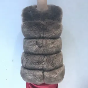 Factory supply latest Ladies faux fur short type vest fake fox fur with top material popular style