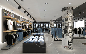 モダンアパレルショップ内装レイアウト装飾デザイン カスタマイズ金メッキハンガーラック棚 店舗カウンターデザイン - Product Image 5
