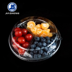 Bandeja Redonda Desechable de Plástico Transparente con 3 Compartimentos y Tapas, Envase de Plástico PET para Frutas, Embalaje para <span class=keywords><strong>Supermercado</strong></span> y Picnic - Product Image 2