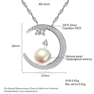 PAG y MAG preciosa joyería de moda de montaje S925 joyería de plata esterlina-Forma de Luna collar de perlas de agua dulce - Product Image 2