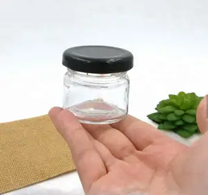 20 Ml Mini Potje 25 Ml 1 Oz Kleine Twist Deksel Helder Glazen Pot Voor Honing/Cubilose/Caviar met Metalen Deksel