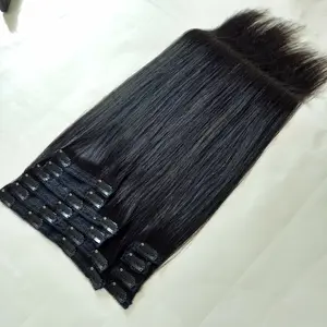 100% Russian Human Remy Clip On Hair Extensions Wholesale Natural Indian Seamless Clip In Hair Extension