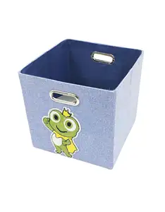 Blue Frog prince Thick Burlap Metal handle Folding foldable storage box foldable storage box