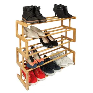 मजेदार डिजाइन 5 स्तरीय बांस लकड़ी के कमरे में रहने वाले जूता रैक भंडारण ऑर्गनाइजर