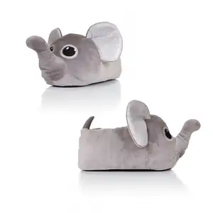 Custom Soft plush stuffed animal slippers Adult Children Indoor Home Warm plush wild Animal Elephant Slippers for kids