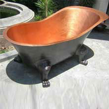 Bañera independiente de cobre antiguo con patas de dragón, bañeras de Spa de Metal para remojo, incluye accesorios de drenaje - Product Image 1