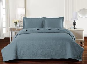 Luxury Queen and <strong>King</strong> Printed Solid Color Quilted <strong>Bedspread</strong> Coverlet Set - Product Image 4