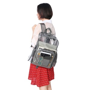 Mochila De PVC resistente al agua, bolso escolar transparente con embellecedor gris